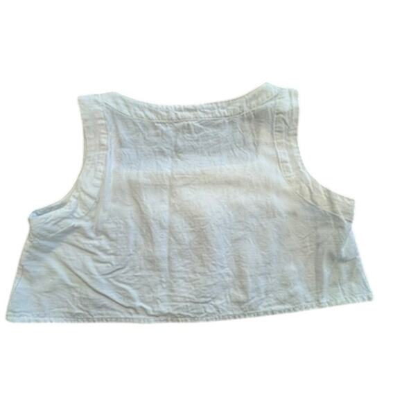 "MABLE" White Rayon/Linen Blend Cropped Tank Top SZ S Babydoll Summer Clean Girl - Picture 9 of 9